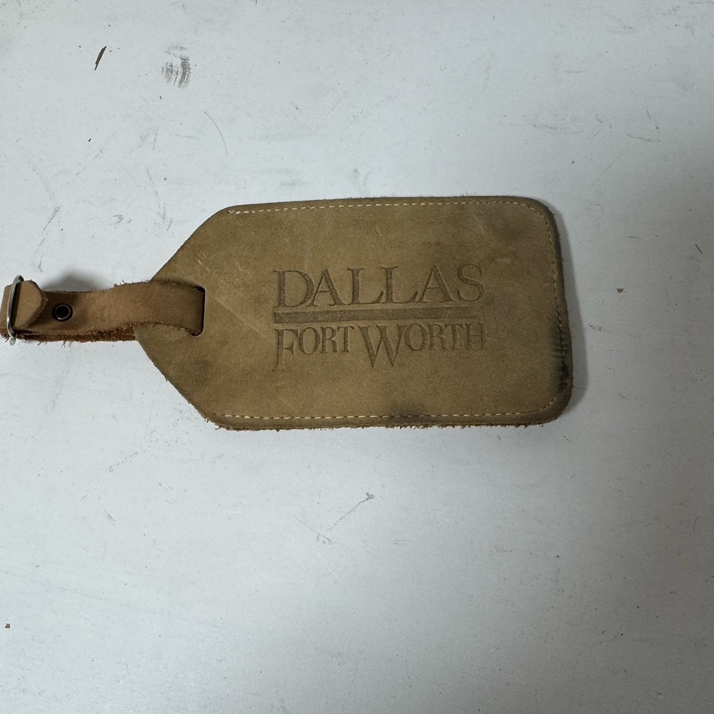 Rare AMERICAN AIRLINES Logo Dallas Fort Worth hub Leather Luggage ID Tag